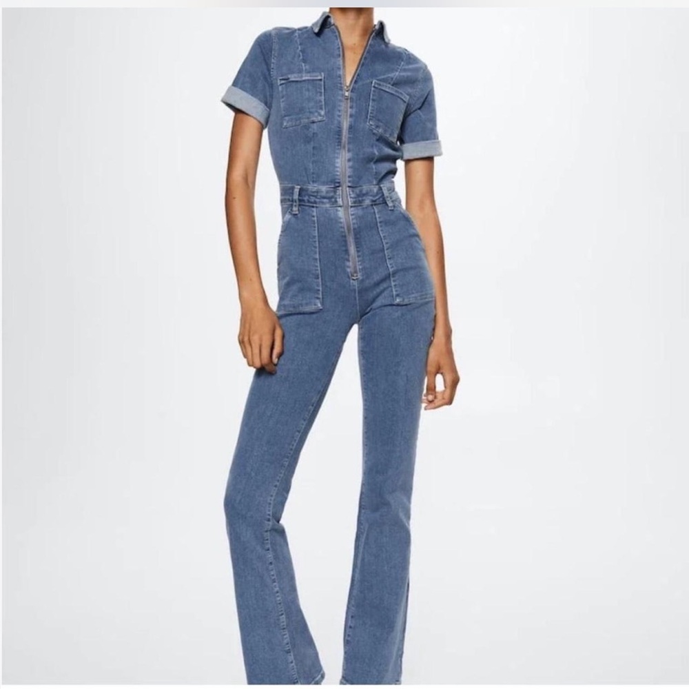 Many Blue Denim Jumpsuit